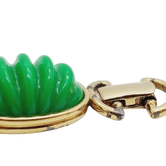 Monet Green Lucite Choker Vintage Oval Domed Acrylic Necklace Ribbed Melon - Picture 6 of 11